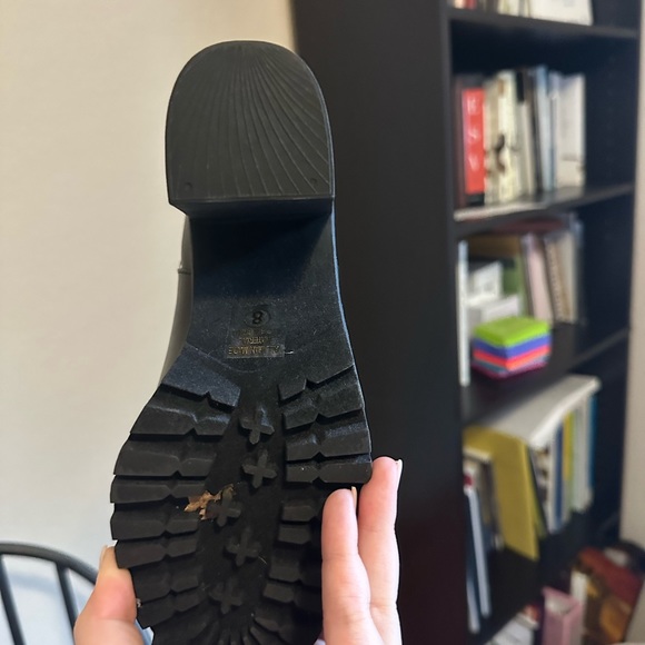 Black slip on leather combat boots - Picture 7 of 16